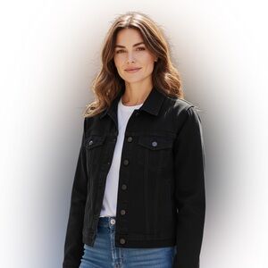 Ashley Vintage Charm Black Denim Jean Jacket Size XL